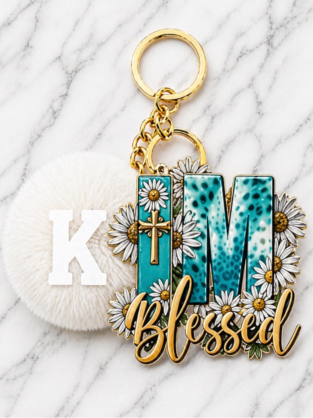 Hand-Crafted Pom Pom Lobster Claw Keychain Bag Charm | Gold Hardware - Picture 12 of 12